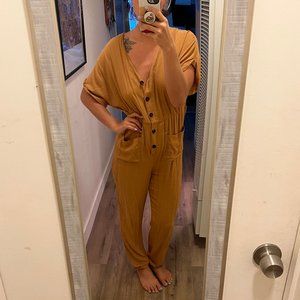 Mustard Seed LA brand button down linen jumpsuit / coveralls
